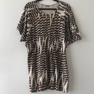 New Eley Kishimoto 100% cotton feather graphic dolman sleeve mini shirt dress